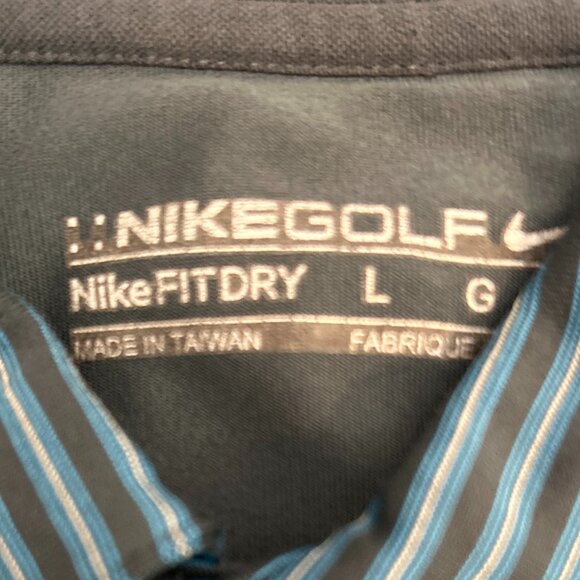 Nike Fit Dry Golf Men's Green Striped Pullover Polo Size Large Outdoor Preppy - Picture 4 of 8